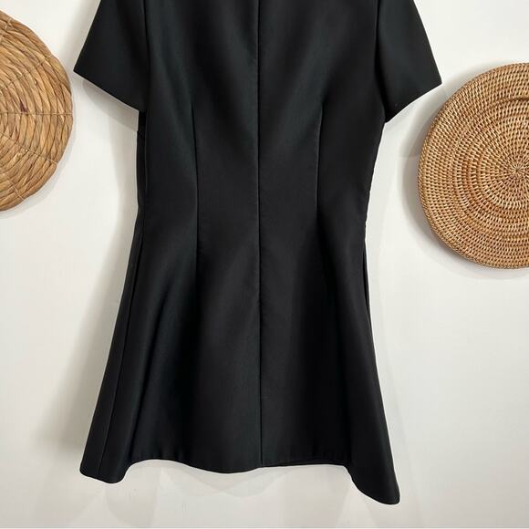 CO Collections Neutral Black Minimalist Short Sleeve Mini A-Line Dress Medium - Picture 7 of 12